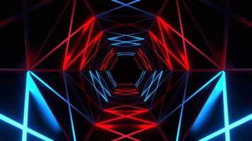 Red and Blue Neon Light Moves Along Hexagon Grate Background VJ Loop in 4K video
