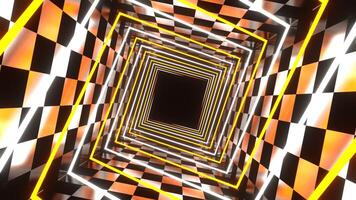 Orange and White Neon Spiral Square Tunnel Background VJ Loop in 4K video