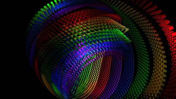 Flerfärgad abstrakt rotation av kubisk ringar bakgrund vj slinga i 4k video