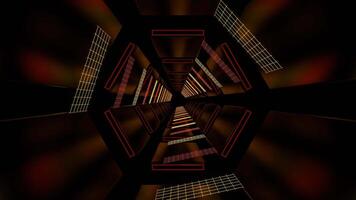 Orange and Yellow Neon Sci-Fi Cyber Dimension Tunnel Background VJ Loop in 4K video