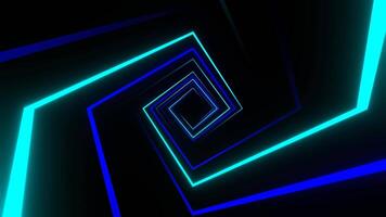 Blue and Cyan Square Spiral Neon Light Movement Background VJ Loop in 4K video