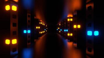 Orange and Blue Return Movement Along Strobe Corridor Background VJ Loop in 4K video