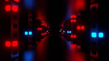 Red and Blue Return Movement Along Strobe Corridor Background VJ Loop in 4K video