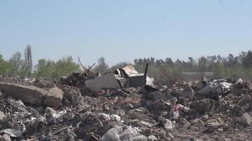 Pollution concept. Garbage pile in trash dump or landfill. Global damage environmental. Construction debris. video