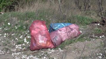 Pollution concept. Garbage pile in trash dump or landfill. Global damage environmental. Construction debris. video