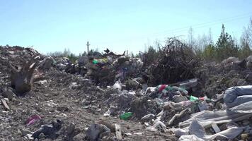 Pollution concept. Garbage pile in trash dump or landfill. Global damage environmental. Construction debris. video