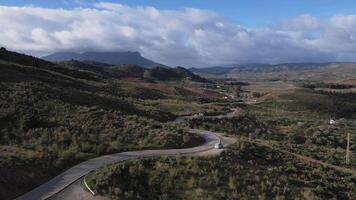 andalucia road lake view drone footage video