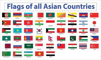 All national flags of the world. Country flags with name. Countries flag banners, International travel symbols and geography or language lesson flags emblem. Flags of all countries. vector