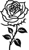 Simple line icon of a rose flower on a white background. vector