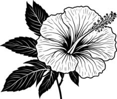 Simple line icon of a hibiscus flower on a white background. vector