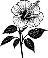 Simple line icon of a hibiscus flower on a white background. vector