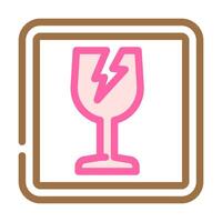fragile product label warning color icon illustration vector