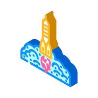 rocket ship progress isometric icon illustration vector