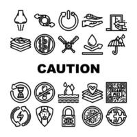 product caution label warning icons set vector