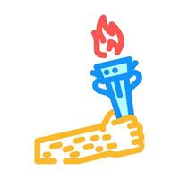 hand holding torch progress color icon illustration vector