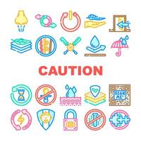product caution label warning icons set vector