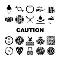 product caution label warning icons set vector