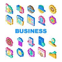 business process technology chart icons set vector