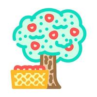 apple picking autumn color icon illustration vector