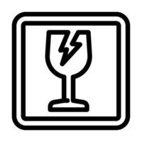 fragile product label warning line icon illustration vector