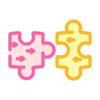 puzzle pieces coming together progress color icon illustration vector