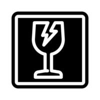 fragile product label warning glyph icon illustration vector