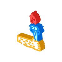 hand holding torch progress isometric icon illustration vector