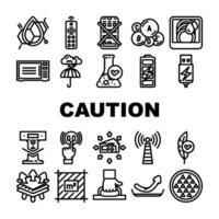 product caution label warning icons set vector