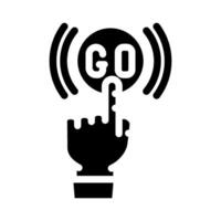 click and go app label product caution glyph icon illustration vector