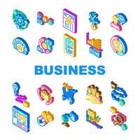 business process technology chart icons set vector