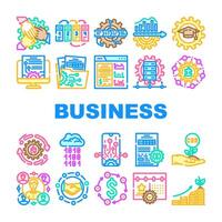 business process technology chart icons set vector