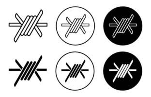 barbed wire outline line icon set sign for web app vector