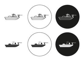 army boat flat editable icon mark set. army boat illustration with thin stroke vector