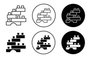 building toy outline line icon set sign for web app vector