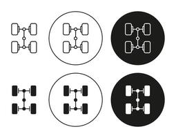 car axle flat editable icon mark set. car axle illustration with thin stroke vector