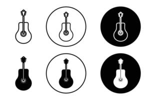 acoustic guitar icon sign set in outline style graphics design vector