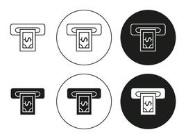 atm cash outlined icon contour line . atm cash flat and simple set design vector