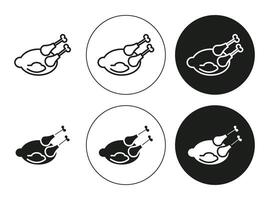 Chicken flat line icon set. Chicken Thin line illustration vector