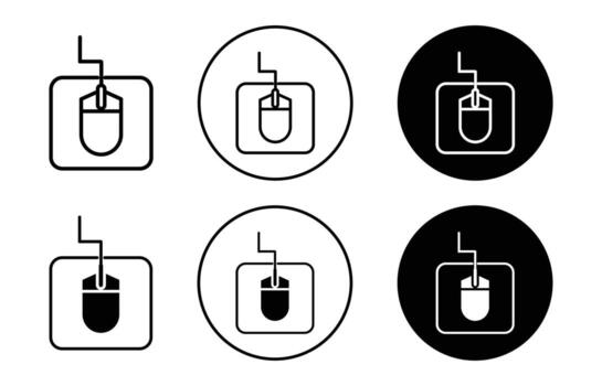 computadora ratón almohadilla plano línea icono colocar. computadora ratón almohadilla Delgado línea ilustración vector