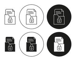 Confidential Project flat line icon collection. Confidential Project set in black and white color vector