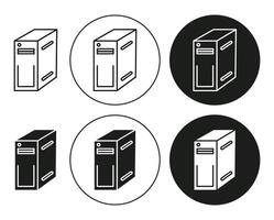 Computer Case linear thin line icon graphics. Computer Case set use for web ui or app vector