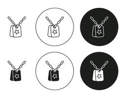 Dog tag flat editable icon mark set. Dog tag illustration with thin stroke vector
