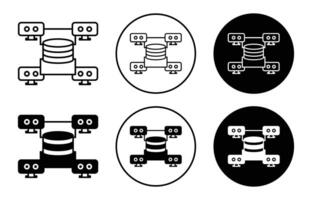 data architecture symbol icon sign collection in white and black vector