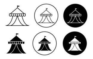 circus tent icon sign set in outline style graphics design vector