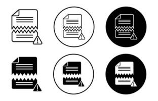 Corrupted file icon sign set in outline style graphics design vector