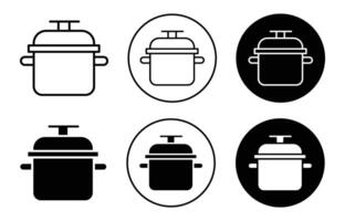 cooking pot simple icon collection set on white background color vector