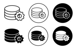 data base administrator outline line icon set sign for web app vector
