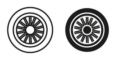 car hubcap simple symbol icon. car hubcap set in a editable stroke. vector
