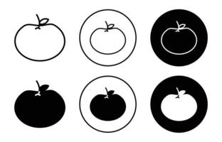 chinese mandarian orange outline line icon set sign for web app vector