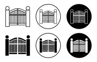 gate icon sign set in outline style graphics design vector